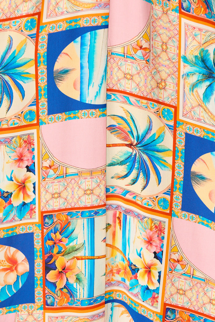 Nona Maxi Dress in Multi Palm Print fabric