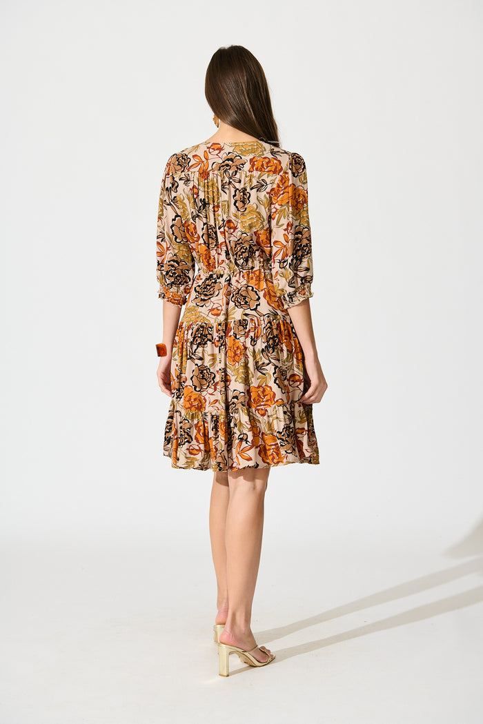 Navianna Dress in Multi Rust Floral back