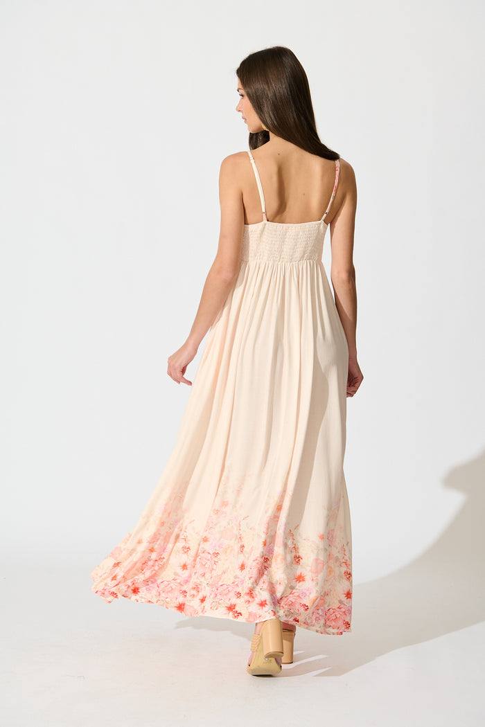 Dusky Petals Maxi Sundress in Pink with Floral Print back