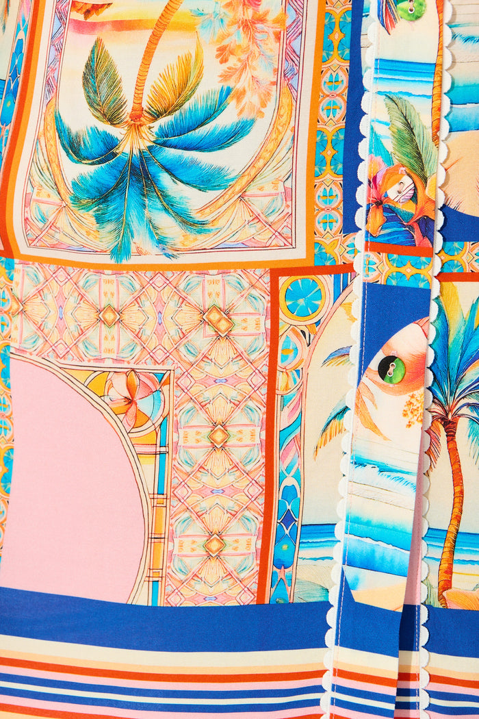 Kalya Shirt Dress in Multi Palm Print fabric