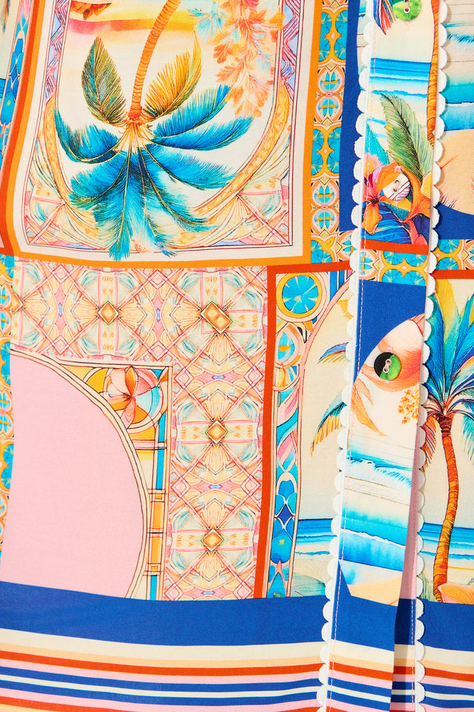 Kalya Shirt Dress in Multi Palm Print fabric