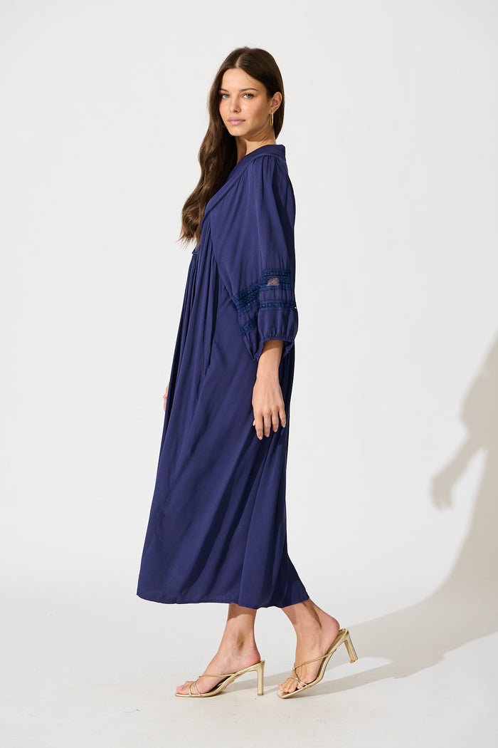 Flore Midi Smock Dress in Navy side
