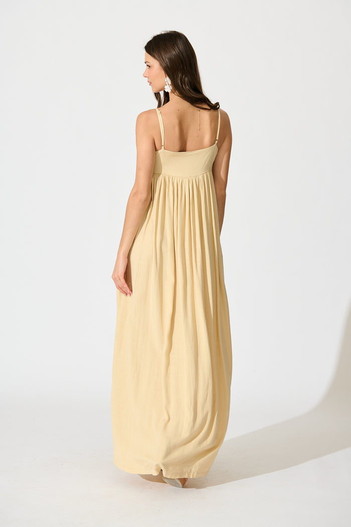 Talowe Maxi Sundress in Beige Linen Blend back