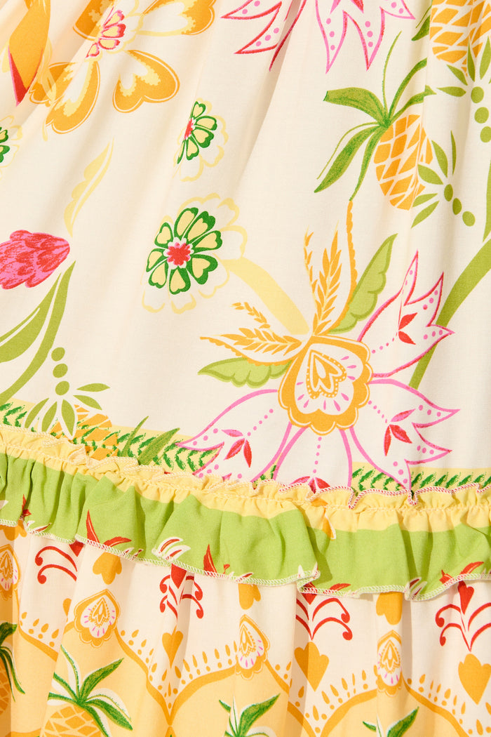 Tiley Dress in Beige with Multi Floral Print fabric