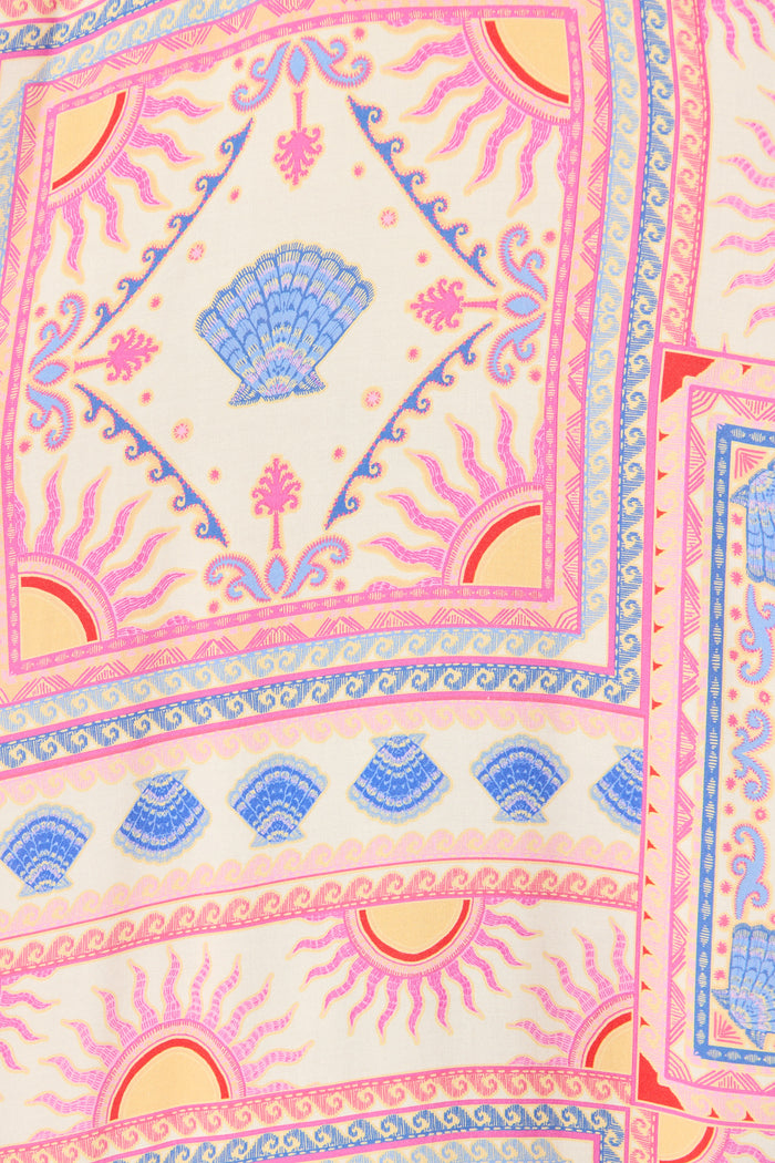 Ciniza Maxi Dress in Pink Tile Print fabric