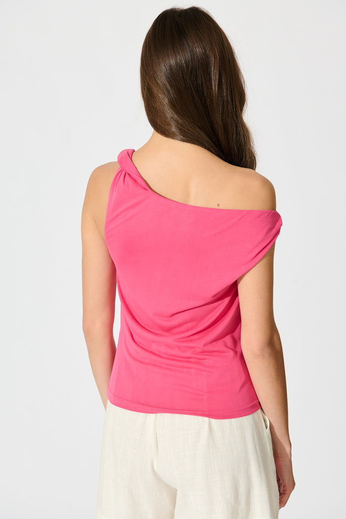 Tiassa Off Shoulder Top in Pink back