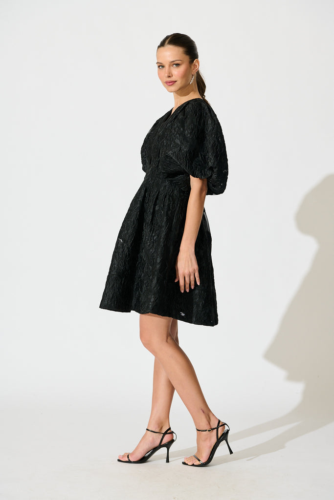 Paris Dreamer Dress in Black Floral Organza Jacquard side