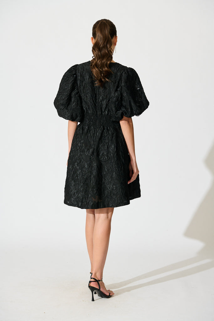Paris Dreamer Dress in Black Floral Organza Jacquard back