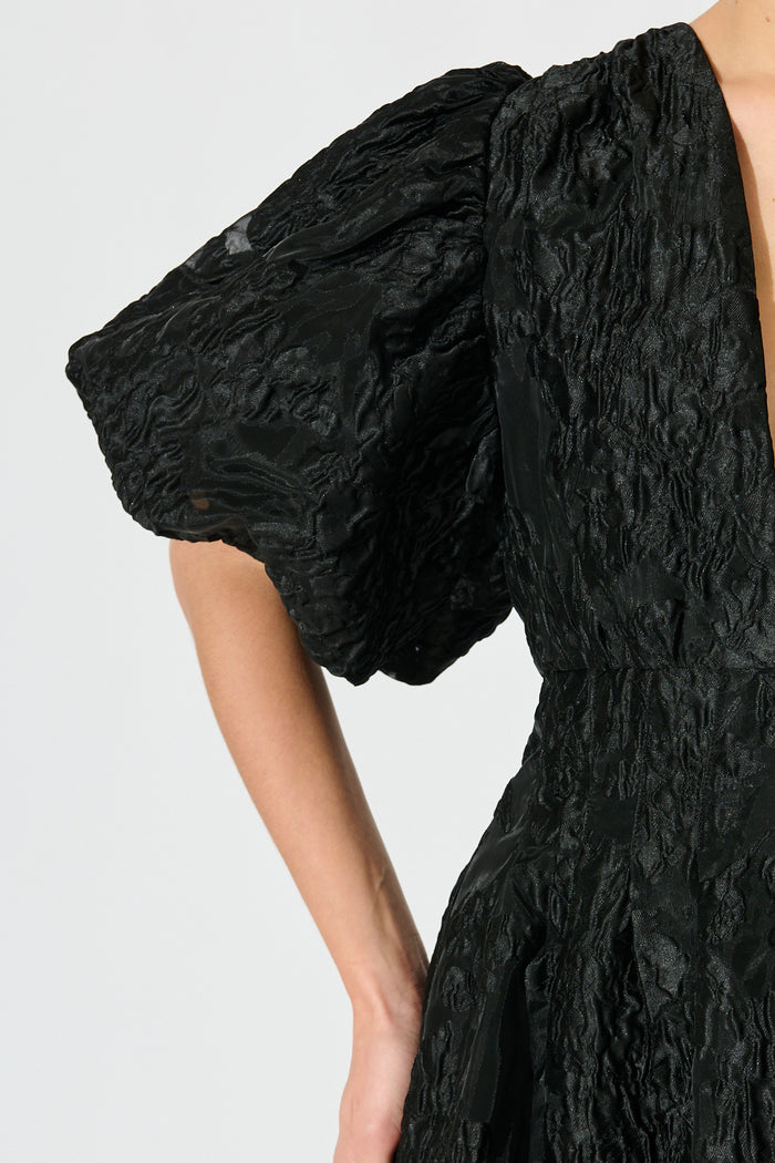 Paris Dreamer Dress in Black Floral Organza Jacquard detail