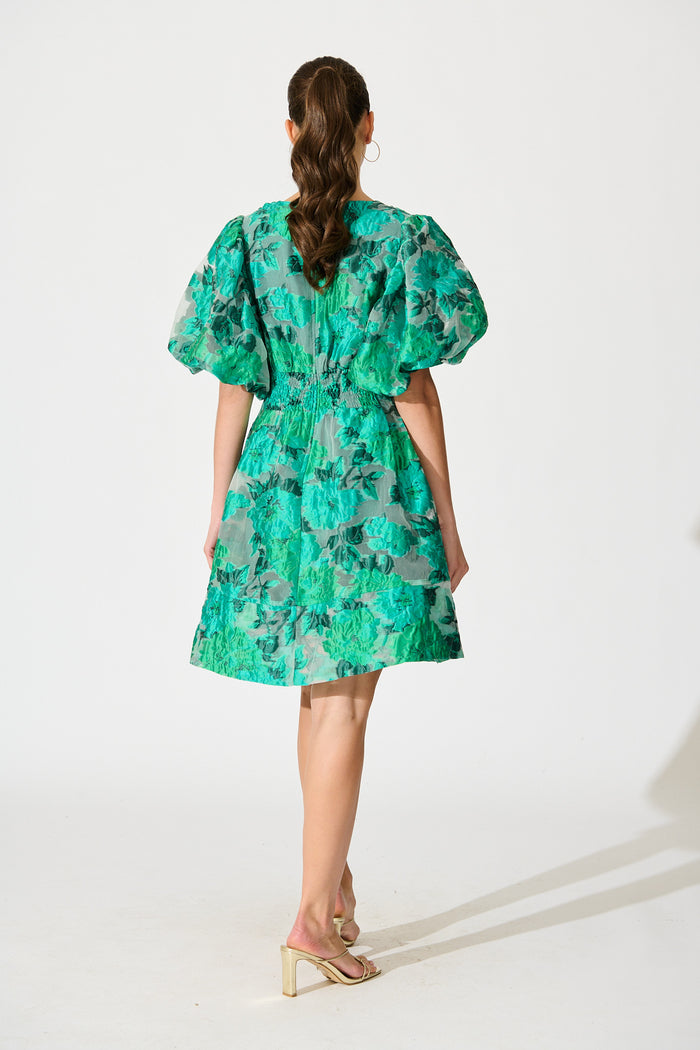 Paris Dreamer Dress in In Jade Green Organza Jacquard back