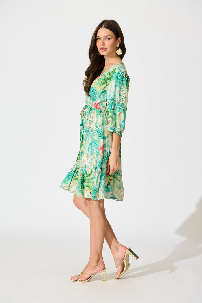 Ebbe Dress in Green Multi Patchwork Print side