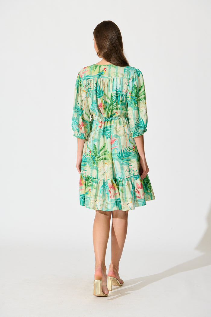 Ebbe Dress in Green Multi Patchwork Print back