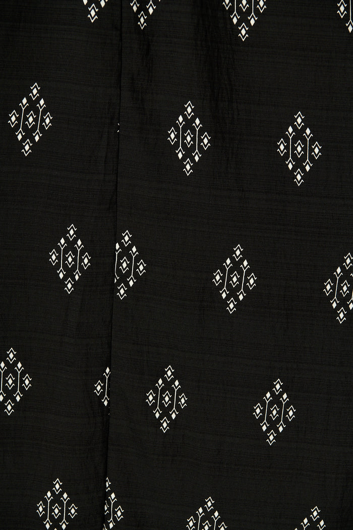 Tansy Maxi Dress in Black with White Linen Blend fabric