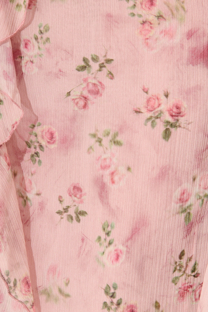 Island Muse Maxi Skirt in Pink Floral fabric