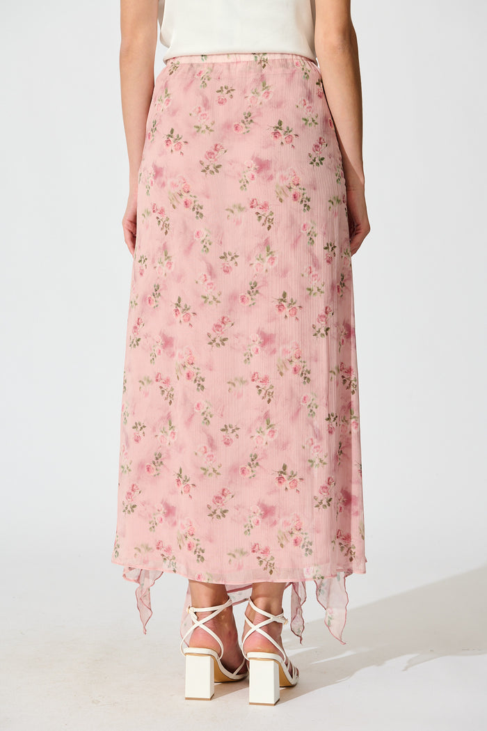 Island Muse Maxi Skirt in Pink Floral back