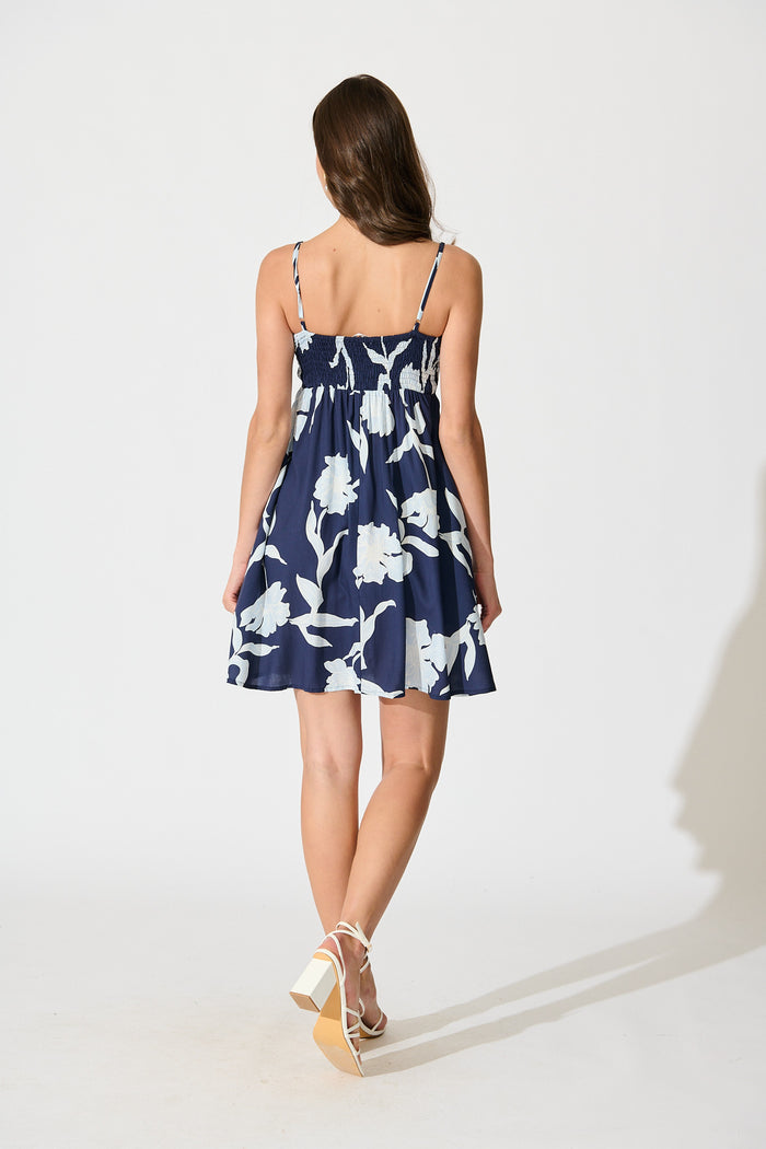 Petals & Dreams Sundress in Navy with Blue Floral back