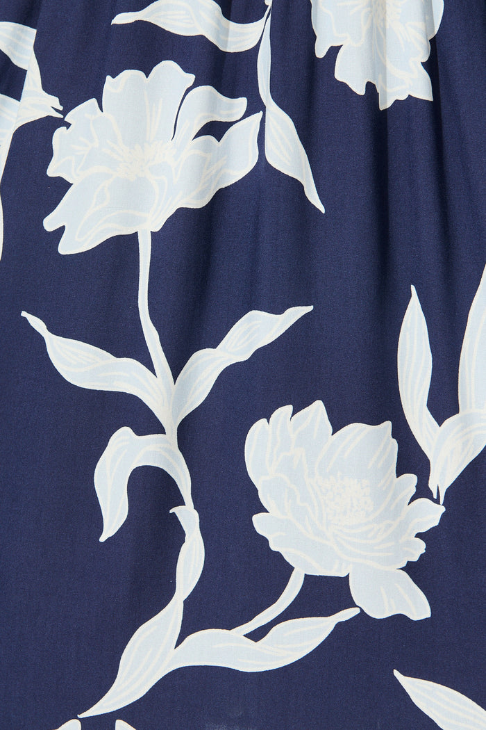 Petals & Dreams Sundress in Navy with Blue Floral fabric