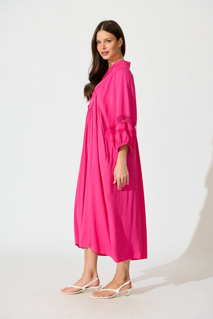 Flore Midi Smock Dress in Pink side
