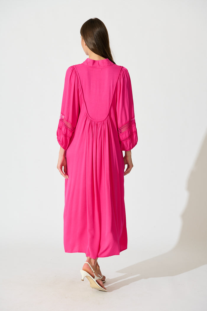 Flore Midi Smock Dress in Pink back