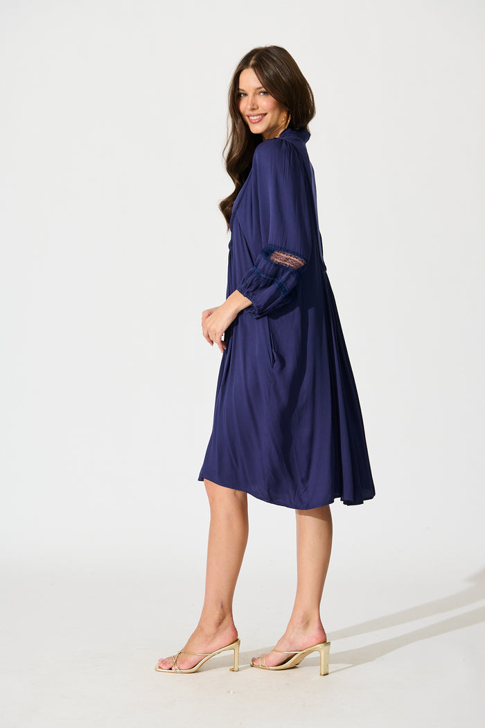 Elsey Smock Dress In Navy side