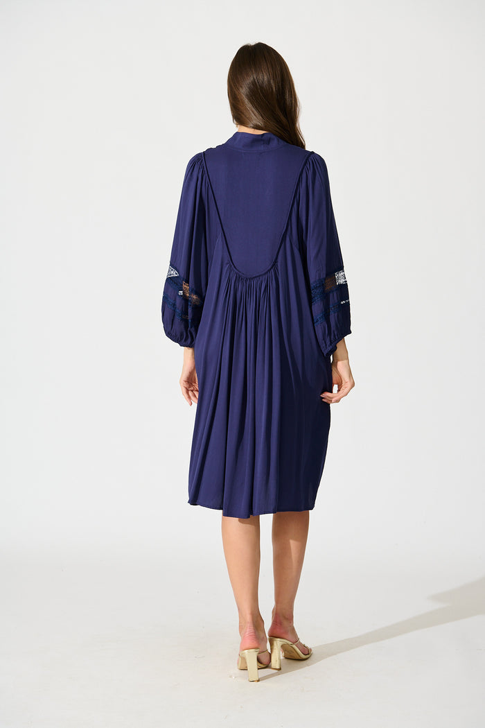 Elsey Smock Dress In Navy back