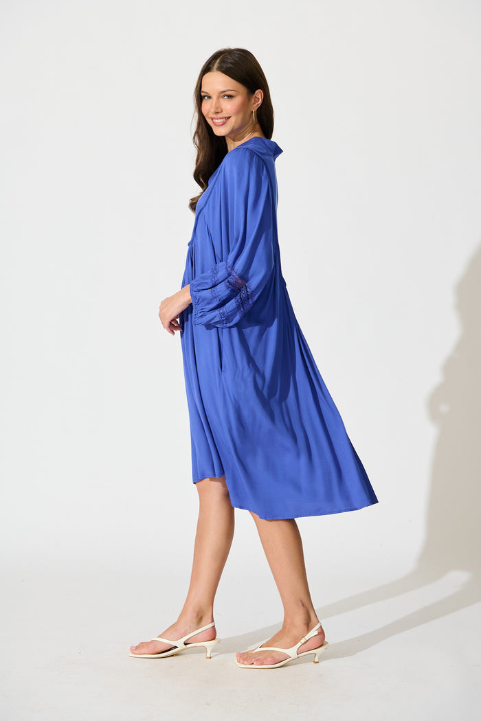 Elsey Smock Dress In Bright Blue side