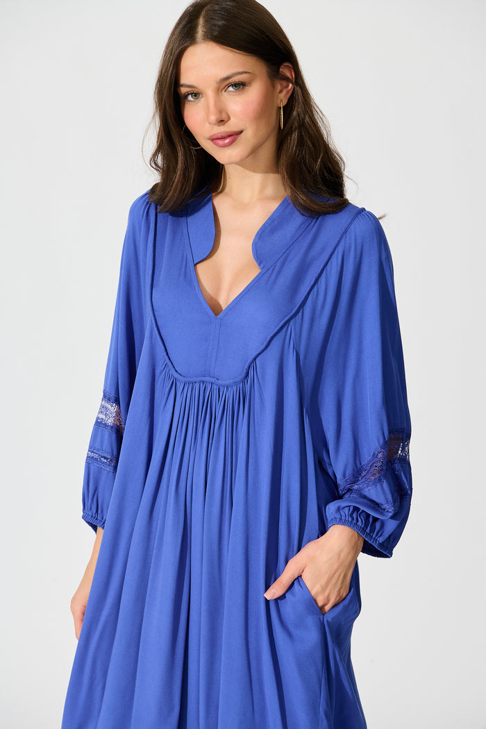 Elsey Smock Dress In Bright Blue front