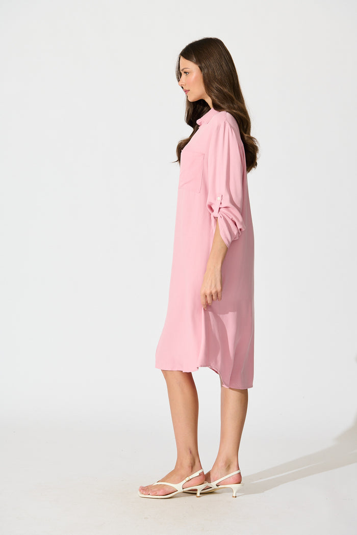 Silvena Midi Shirt Dress in Pink side