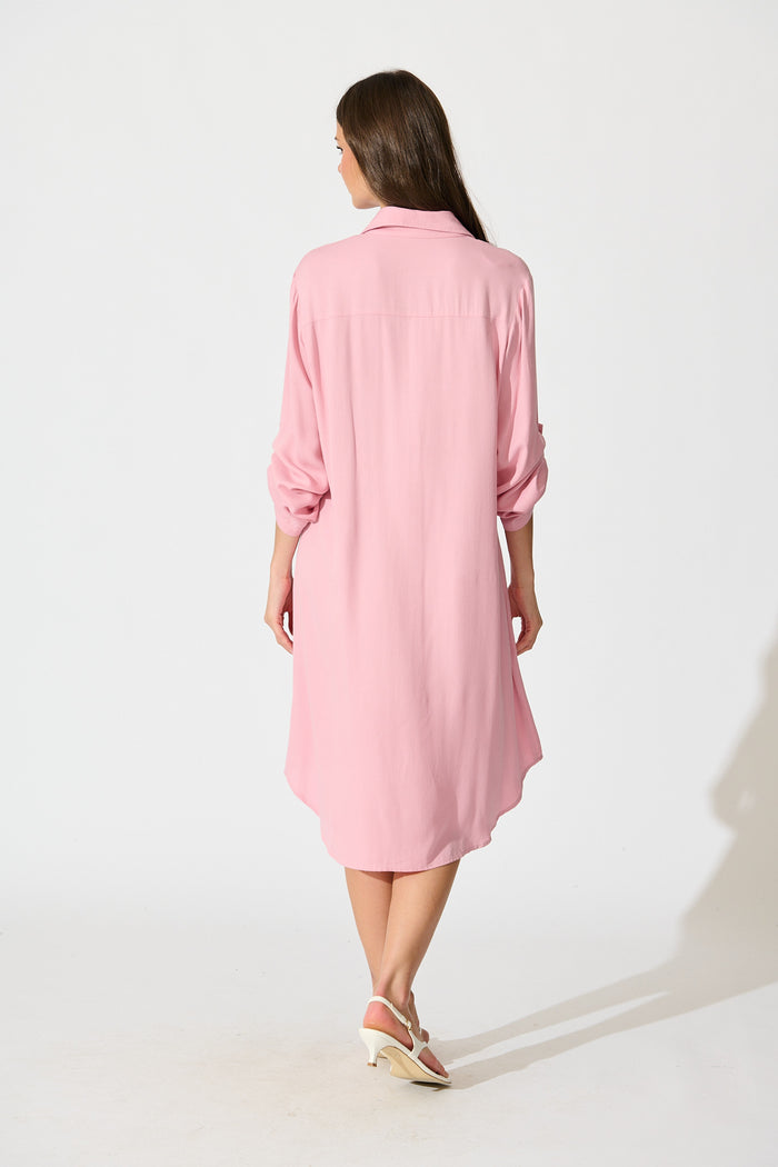 Silvena Midi Shirt Dress in Pink back