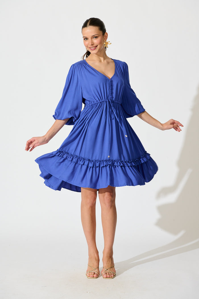 Lotty Dress in Cobalt Blue full length