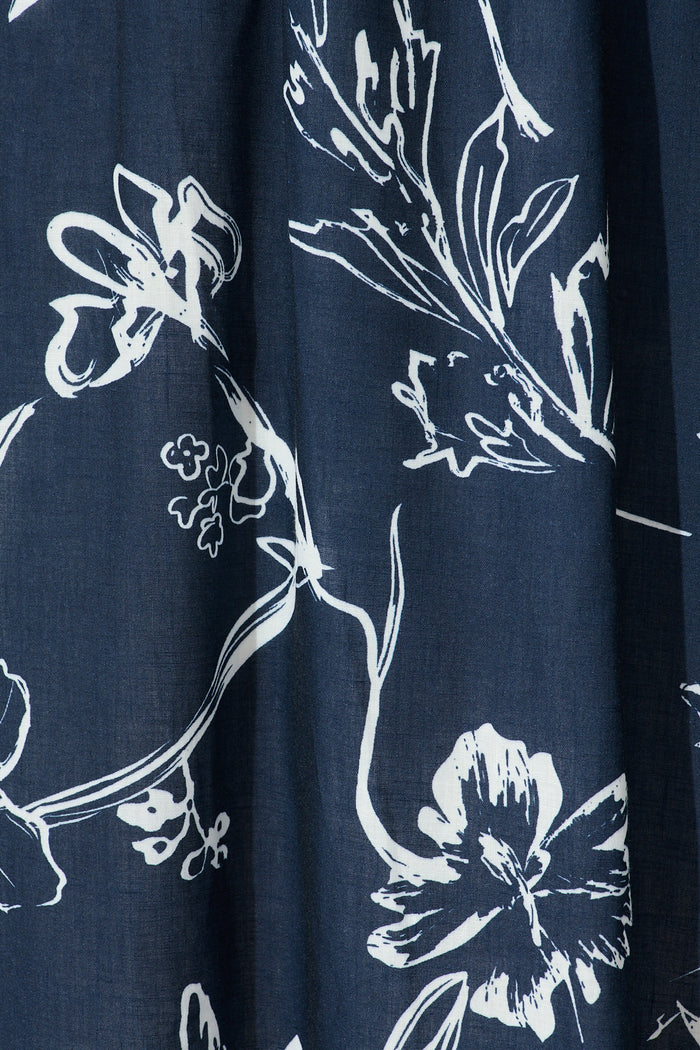 Harlan Maxi Sundress in Navy with White Floral Print fabric
