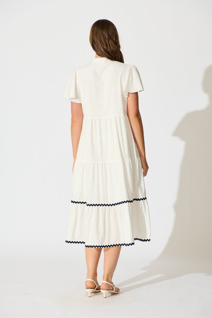 Soley Midi Smock Dress in White Cotton back