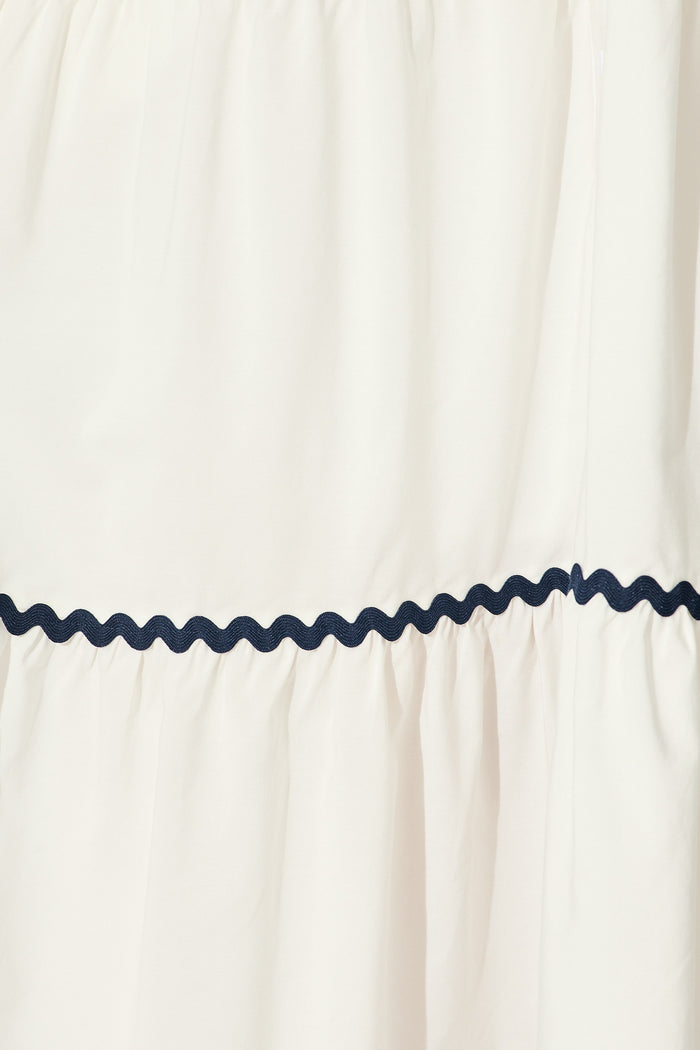 Soley Midi Smock Dress in White Cotton fabric