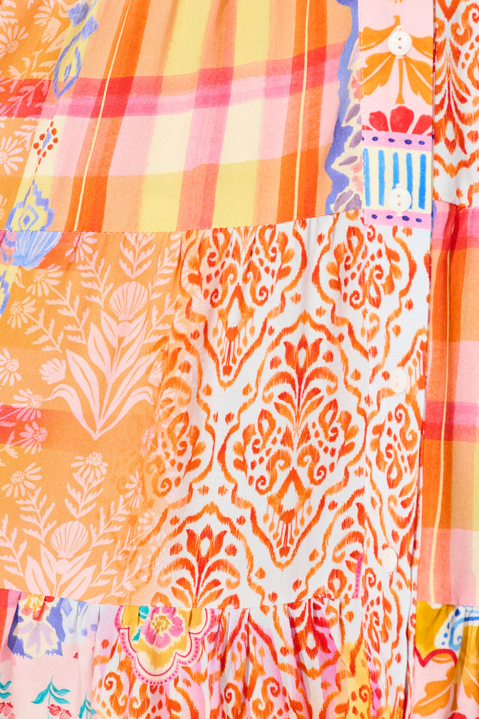 Makenna Dress in Bright Multi Patchwork Floral fabric