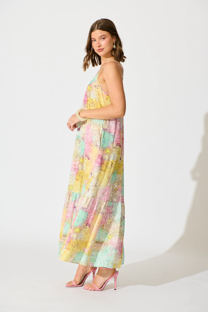 Jayne Maxi Sundress in Multi Patchwork Floral side