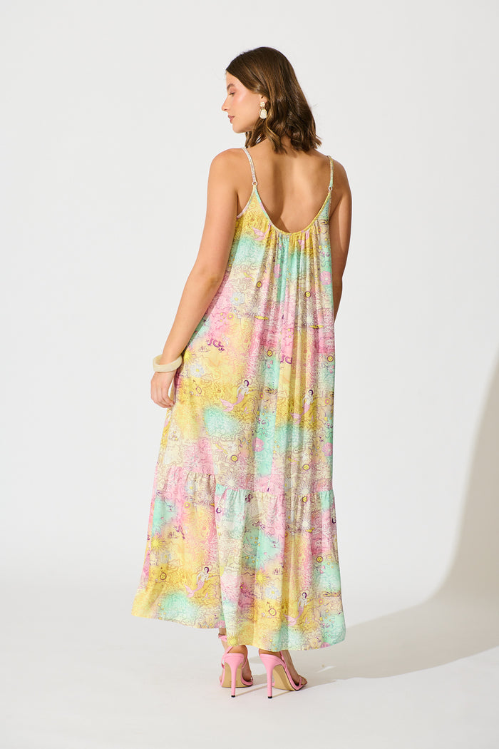 Jayne Maxi Sundress in Multi Patchwork Floral back