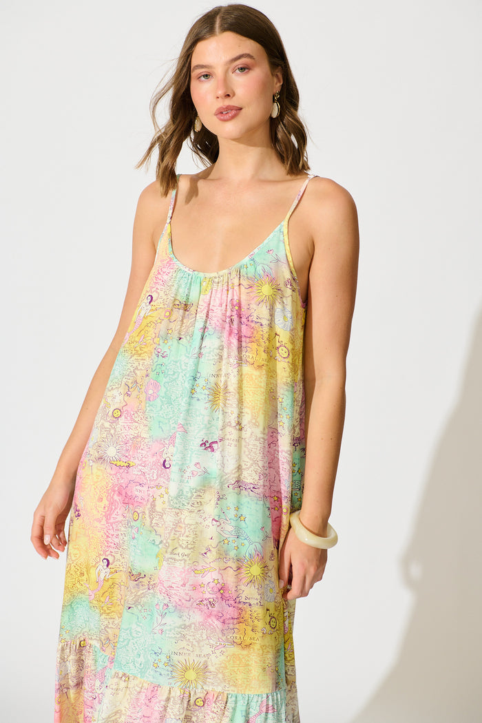 Jayne Maxi Sundress in Multi Patchwork Floral front