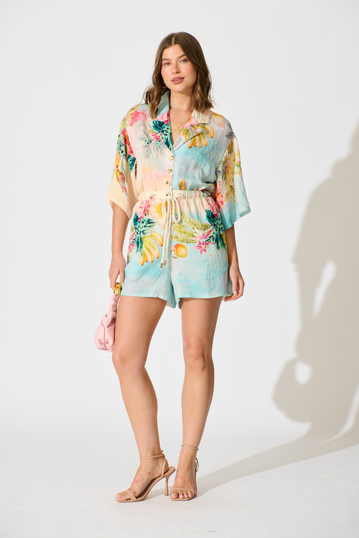 Island Dreamscape Playsuit in Multi Tropical Floral Print full length