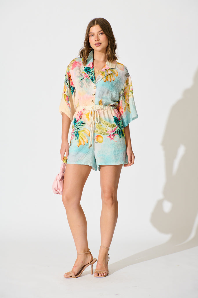 Island Dreamscape Playsuit in Multi Tropical Floral Print full length
