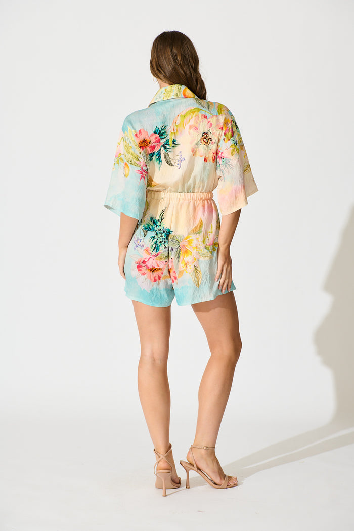 Island Dreamscape Playsuit in Multi Tropical Floral Print back