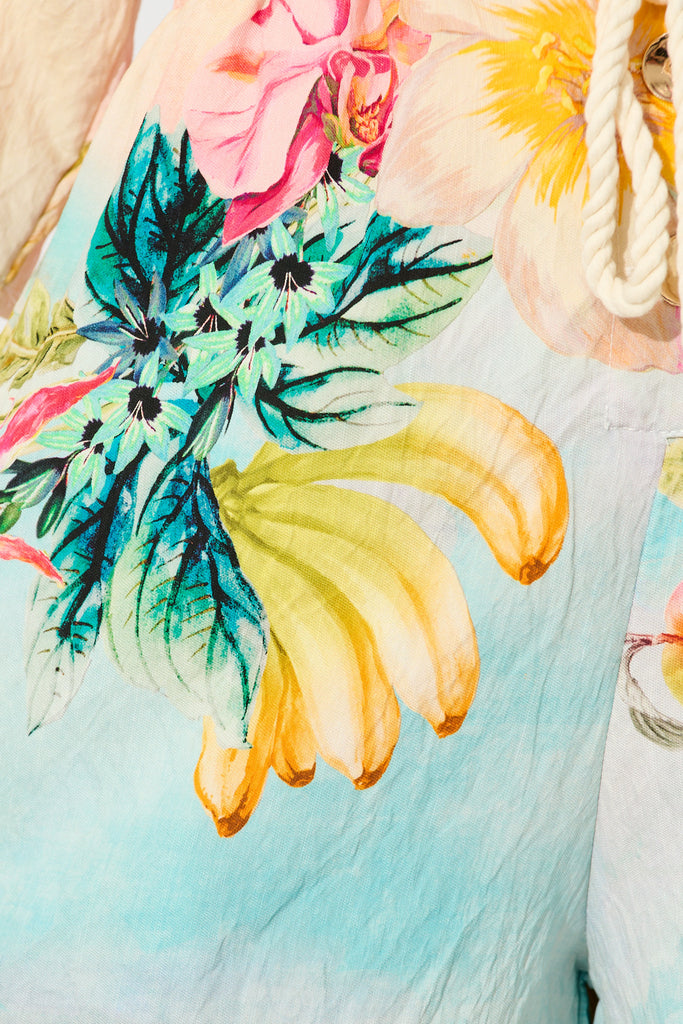 Island Dreamscape Playsuit in Multi Tropical Floral Print fabric