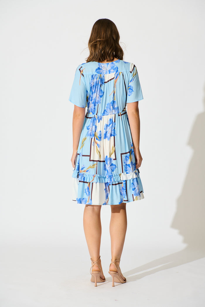 Tiley Dress in Blue Floral Print back