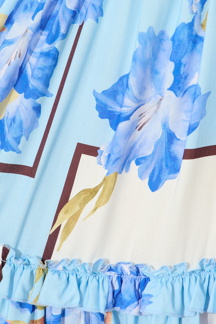 Tiley Dress in Blue Floral Print fabric