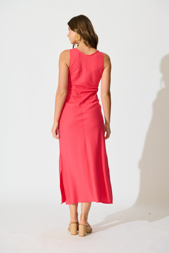 Mylah Maxi Dress in Pink Linen Blend back