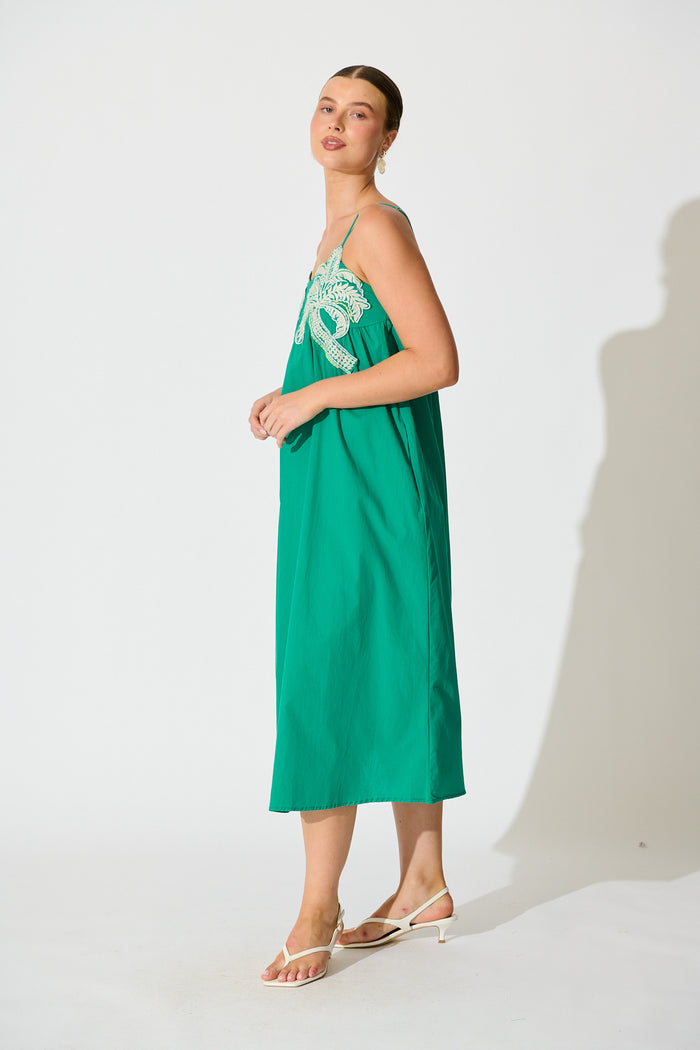 Palmera Midi Sundress in Teal Cotton side