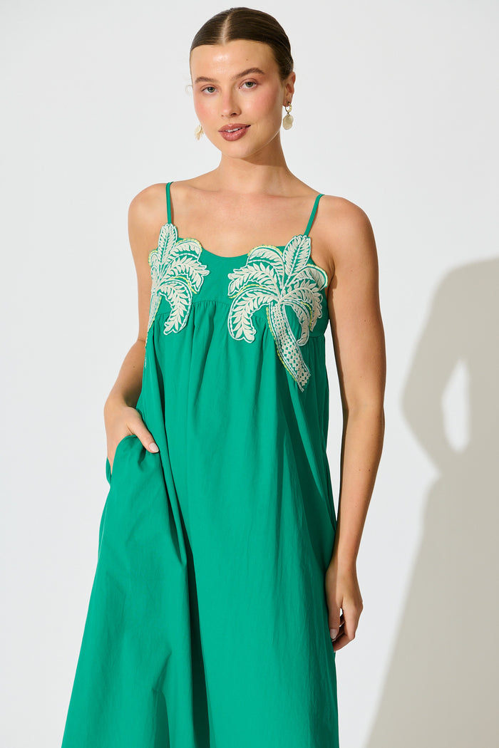 Palmera Midi Sundress in Teal Cotton front