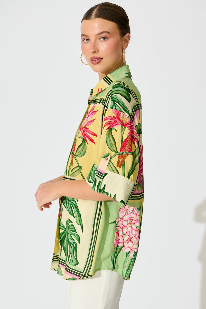 Sunriser Shirt in Yellow Multi Tile Print side