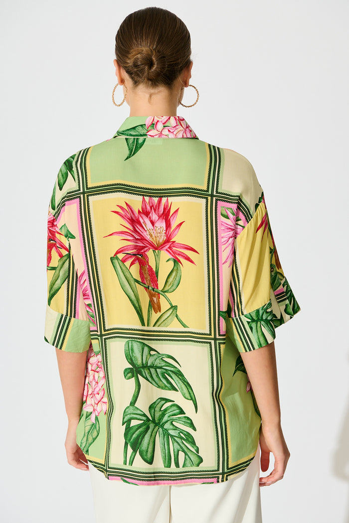 Sunriser Shirt in Yellow Multi Tile Print back