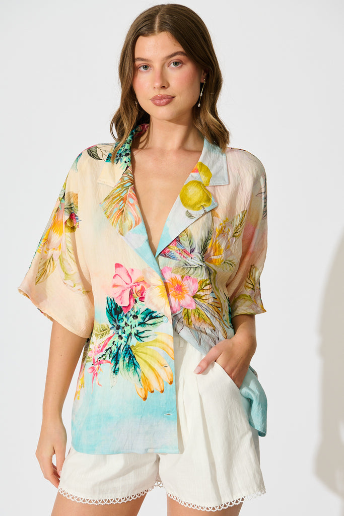 Lush Style Shirt in Multi Tropical Floral Print front