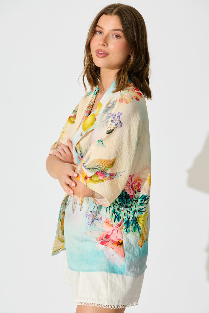 Lush Style Shirt in Multi Tropical Floral Print side